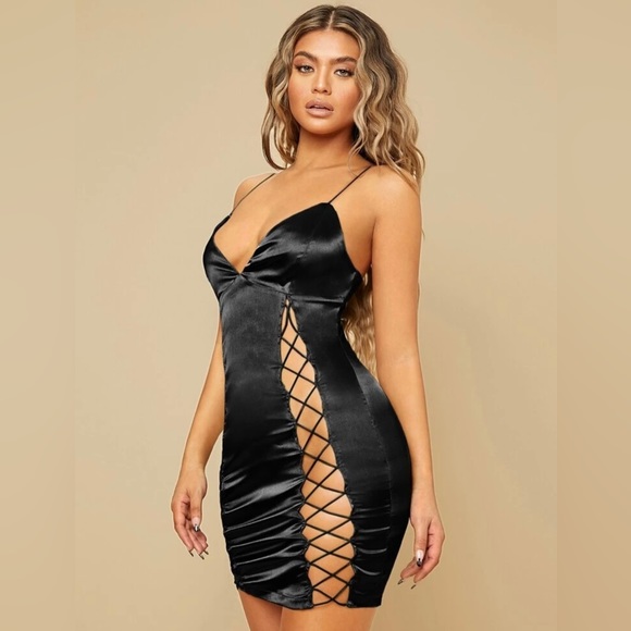 Criss-Cross Cami Satin Party Dress - Picture 5 of 5